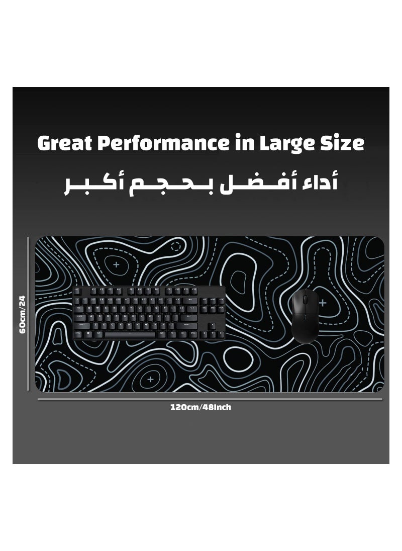 Extended Large Gaming Mouse Pad 100 X 50 cm XXL Full Desk Art style & Mousepad Non-Slip Rubber Base Big Keyboard Mat with Stitched Edges water resist for Gaming from Yasa ( Topo Black )