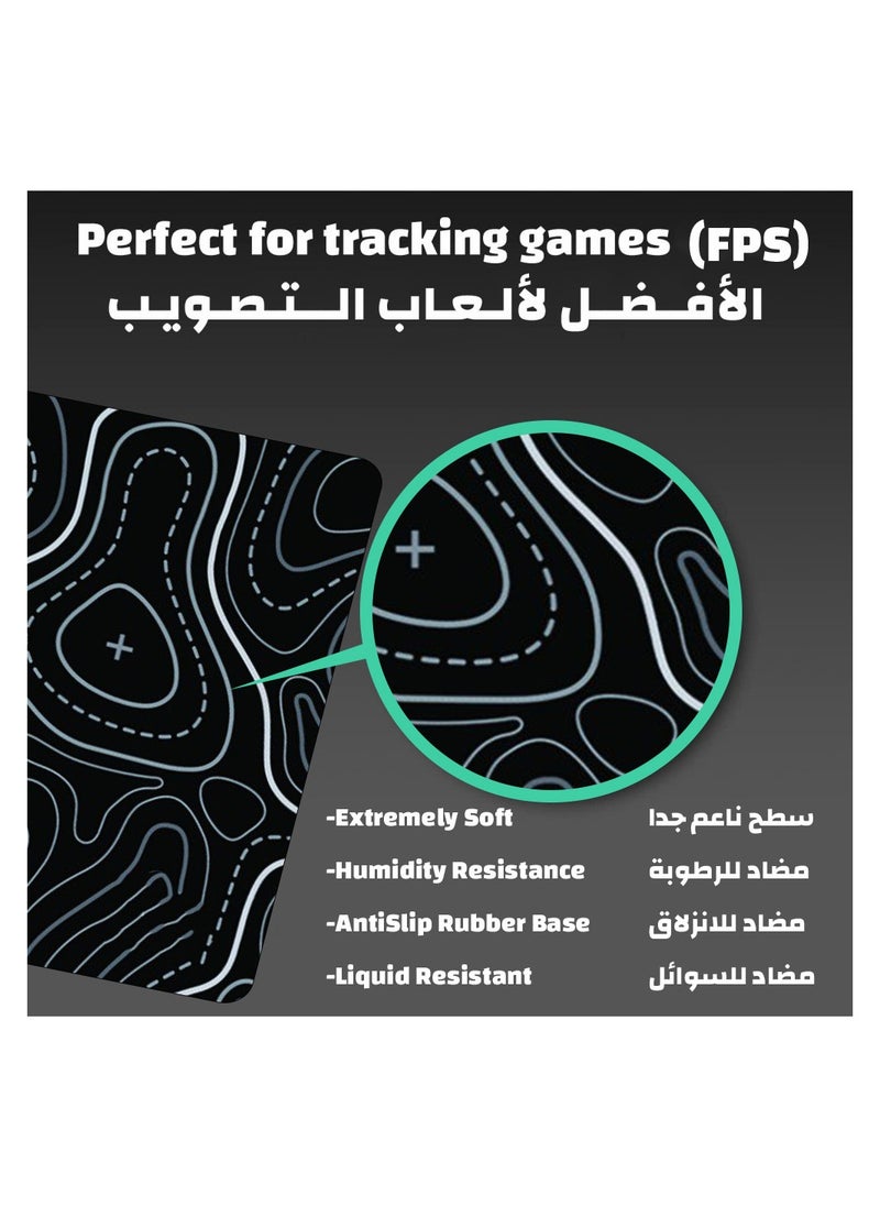 Extended Large Gaming Mouse Pad 100 X 50 cm XXL Full Desk Art style & Mousepad Non-Slip Rubber Base Big Keyboard Mat with Stitched Edges water resist for Gaming from Yasa ( Topo Black )