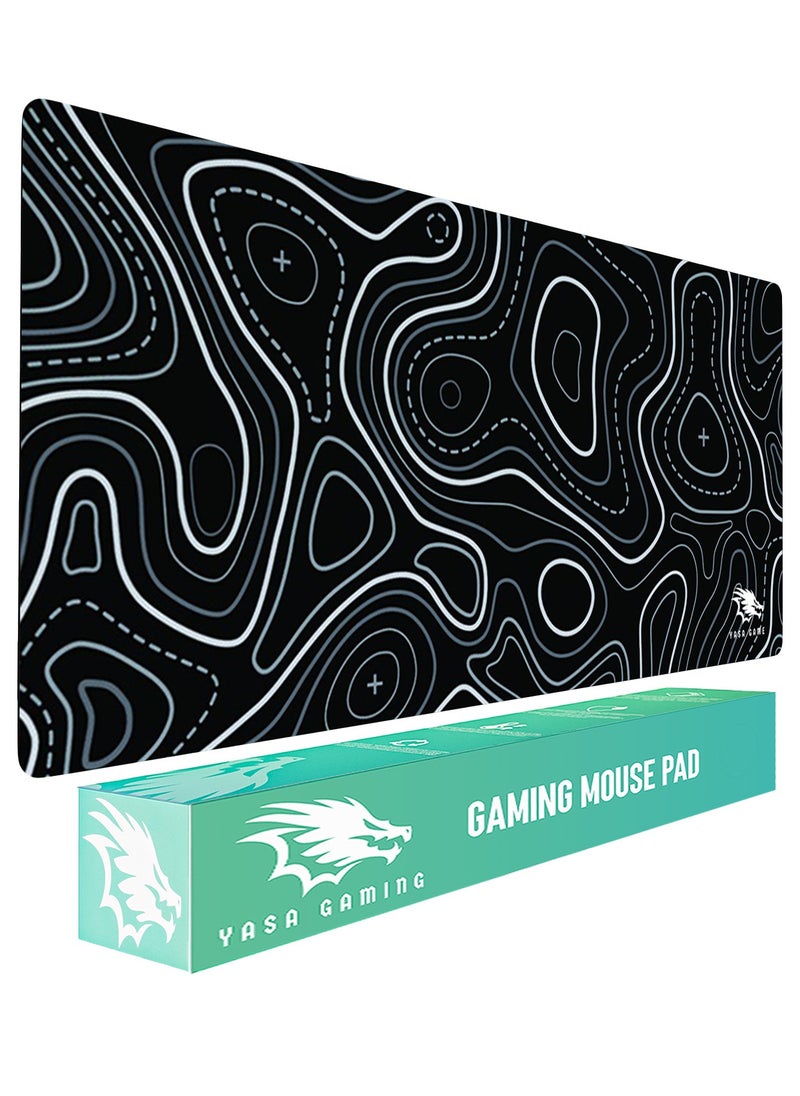Extended Large Gaming Mouse Pad 100 X 50 cm XXL Full Desk Art style & Mousepad Non-Slip Rubber Base Big Keyboard Mat with Stitched Edges water resist for Gaming from Yasa ( Topo Black )