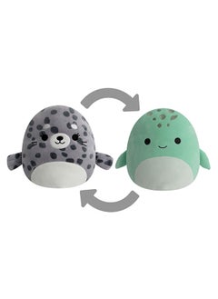 Squishmallows لعبة فليب-إيه-مالوز القطيفة ذات الوجهين مقاس 5 بوصات أوديل ذا سيل آند كول السلحفاة  - Image 1