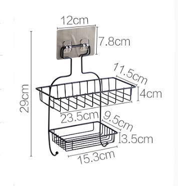 HOMESHOPPER HOMESHOPPER Iron Alloy Steel Multipurpose Kitchen Bathroom Wall Holder Storage Rack with Strong Magic Sticker with Two Hanger Hook Multicolour  - Image 5