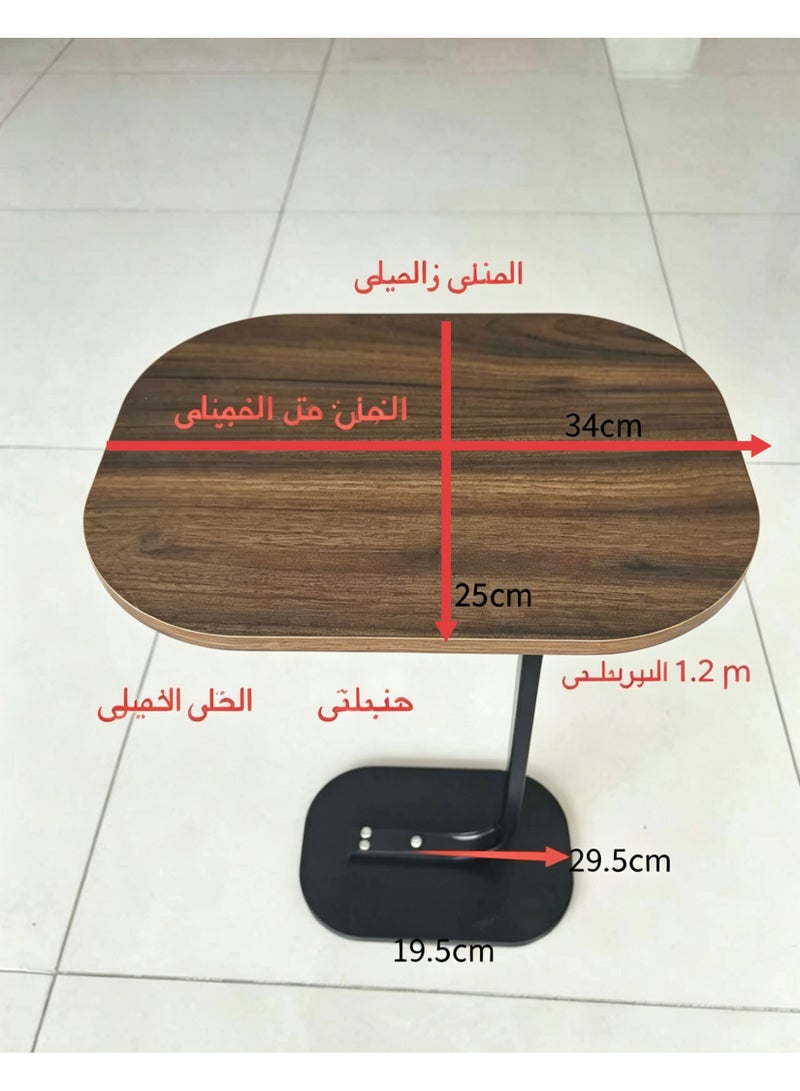 طاولة جانبية على شكل حرف C من الخشب، طاولة قهوة صغيرة موفرة للمساحة للأريكة وغرفة النوم، طاولة سرير عصرية بإطار حديد متين للمساحات الصغيرة - Image 4