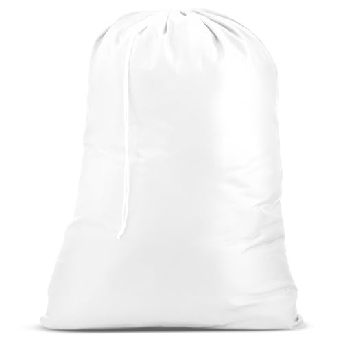 Handy Laundry Polyester Bag - Locking Drawstring Closure and Machine Washable. These Bags will Fit a Laundry Basket and Strong Enough to Carry up to 1 Load. (White) - Image 1
