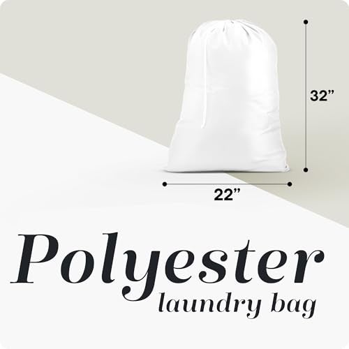 Handy Laundry Polyester Bag - Locking Drawstring Closure and Machine Washable. These Bags will Fit a Laundry Basket and Strong Enough to Carry up to 1 Load. (White) - Image 2