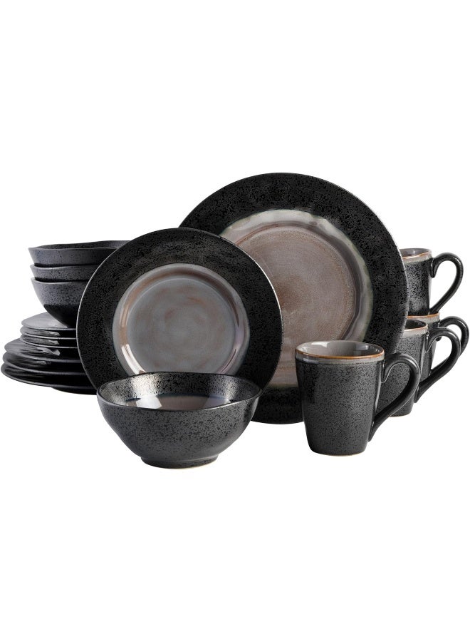 Gibson Elite Gibson Dragonstone 16 pc Dinnerware Set Grey Stoneware Gray - Image 1