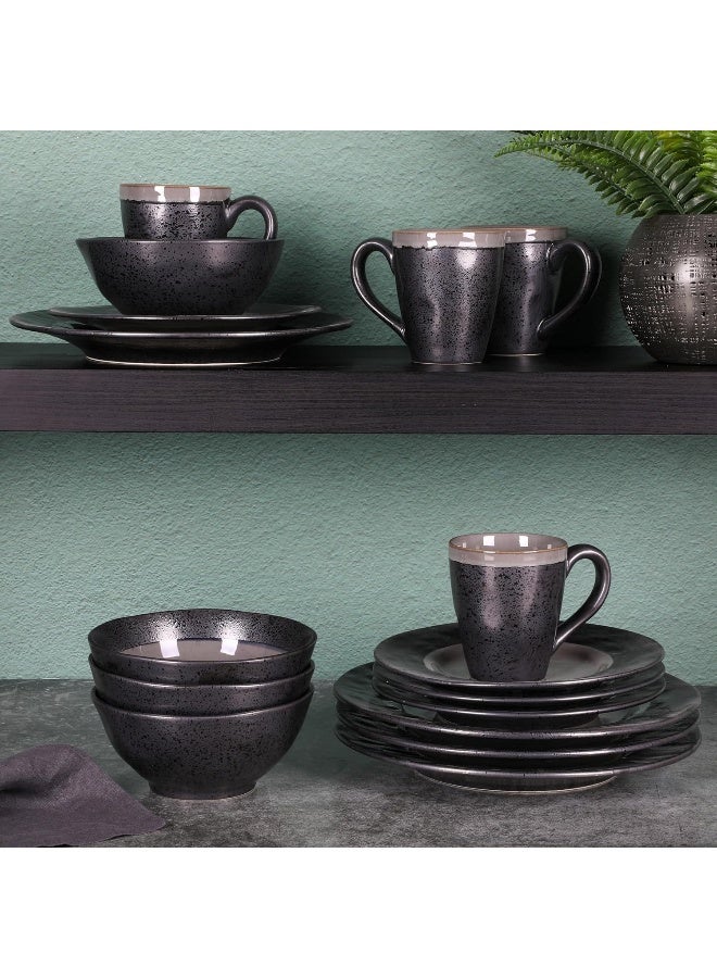 Gibson Elite Gibson Dragonstone 16 pc Dinnerware Set Grey Stoneware Gray - Image 2