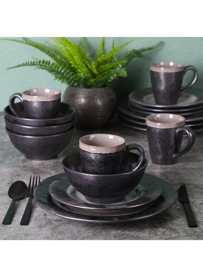 Gibson Elite Gibson Dragonstone 16 pc Dinnerware Set Grey Stoneware Gray - Image 3