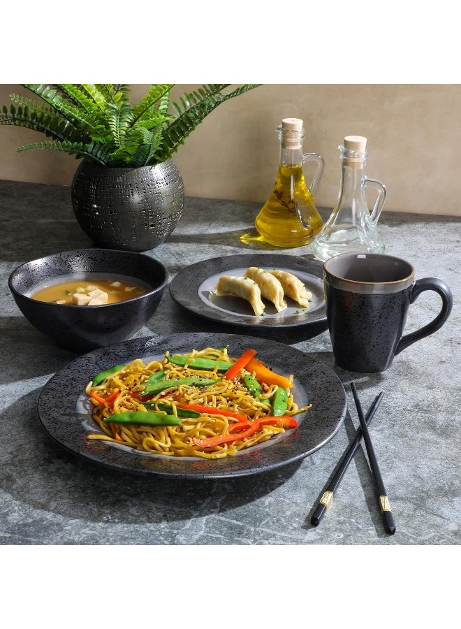 Gibson Elite Gibson Dragonstone 16 pc Dinnerware Set Grey Stoneware Gray - Image 4