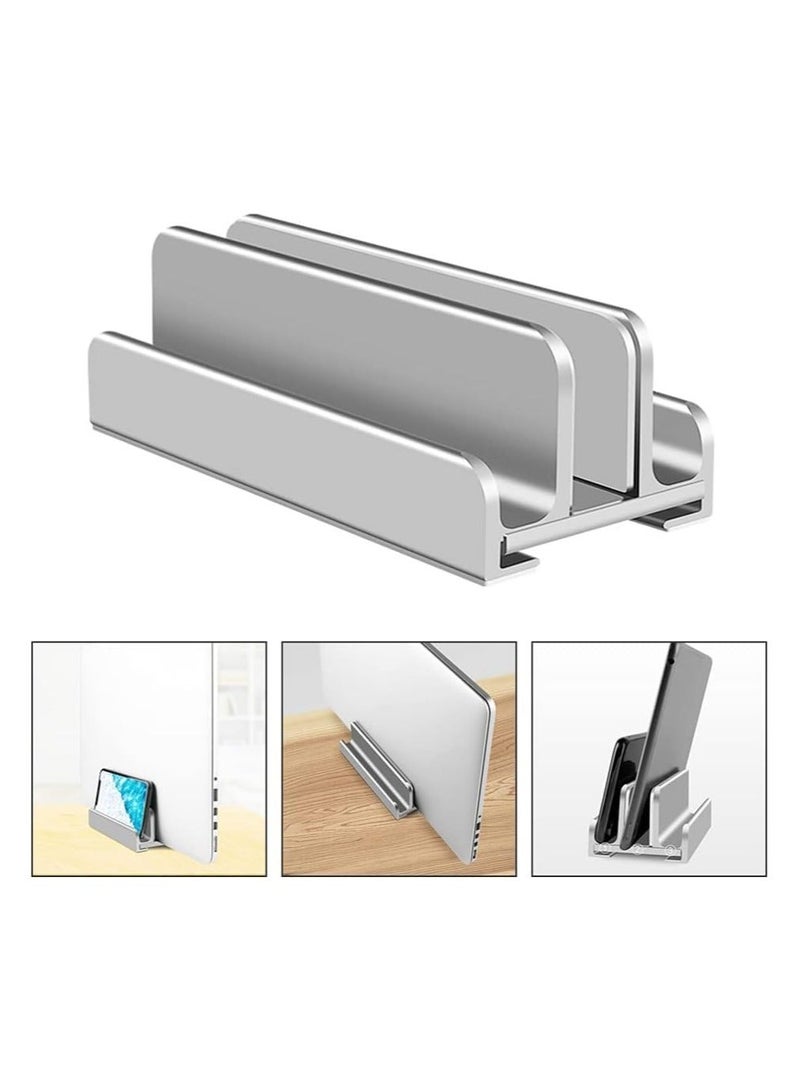 رايتشر الالومنيوم كمبيوتر محمول الوقوف ، 3 فتحات قابل للتعديل الألومنيوم سطح المكتب الكمبيوتر المحمول قاعدة ، وتوفير مساحة لجميع ماك بوك / سطح / سامسونج / إتش بي / ديل / كروم ( فضي ) - Image 1