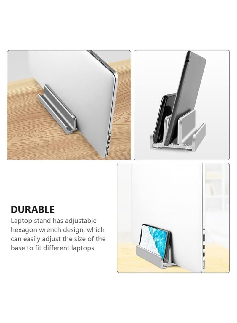 رايتشر الالومنيوم كمبيوتر محمول الوقوف ، 3 فتحات قابل للتعديل الألومنيوم سطح المكتب الكمبيوتر المحمول قاعدة ، وتوفير مساحة لجميع ماك بوك / سطح / سامسونج / إتش بي / ديل / كروم ( فضي ) - Image 4