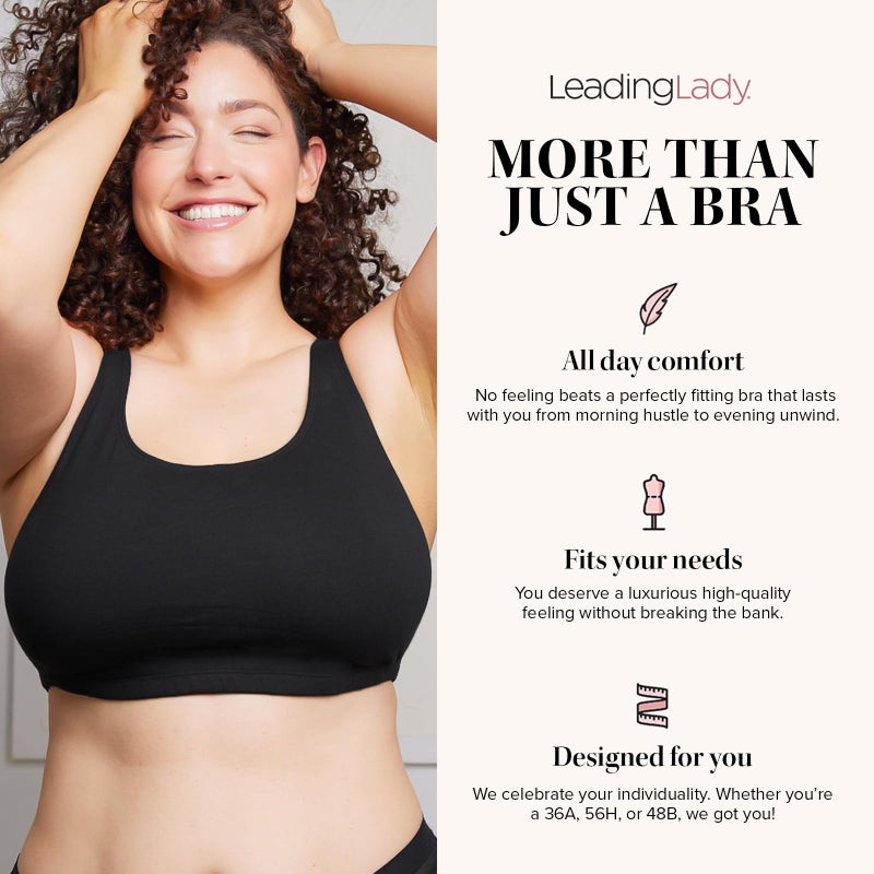 Leading Lady Sports Bra for Women - The Serena Wirefree Sports Bra - Black - Image 4