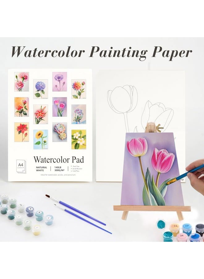 RGBMIX 12 Sheets Flower Watercolor Paper Book 9x12'' Watercoloring Paper Pad Arts 100% Cotton Water Coloring Pad Paint Stress-Relief Painting Art Painting Supplies Ideal for Beginners - Image 2