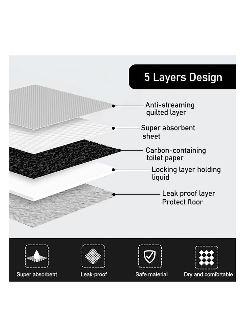 أن ان سي بيتس سجادة تدريب الحيوانات الأليفة على استخدام المرحاض، وسادات بول مانعة للتسرب من 5 طبقات للكلاب الصغيرة، مقاومة للتمزق والتحكم في الرائحة، 100 قطعة من وسادات الحيوانات الأليفة القابلة للاستخدام مرة واحدة والمُزيلة للروائح الكريهة للاستخدام الداخلي، سجادة مريحة، 45 سم (أسود) - Image 5