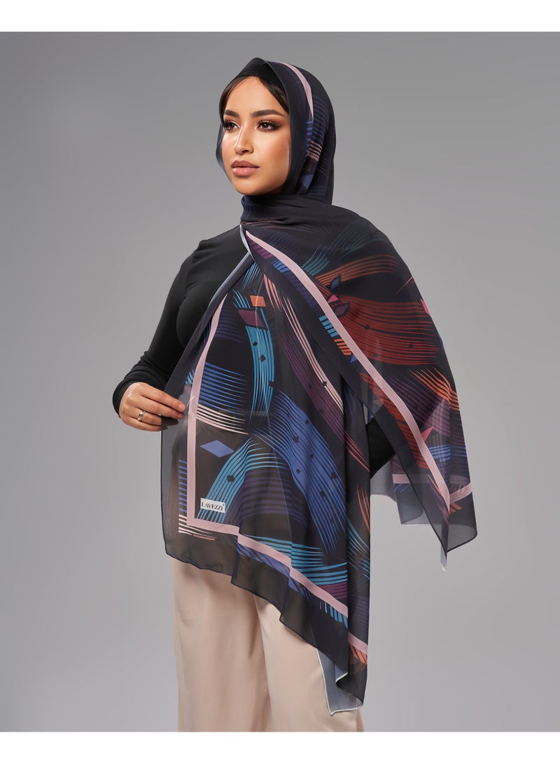 Lavezzi Printed Soft Chiffon Crepe Hijab Scarf for Women – Lightweight Long Muslim Headscarf (18) - Image 2