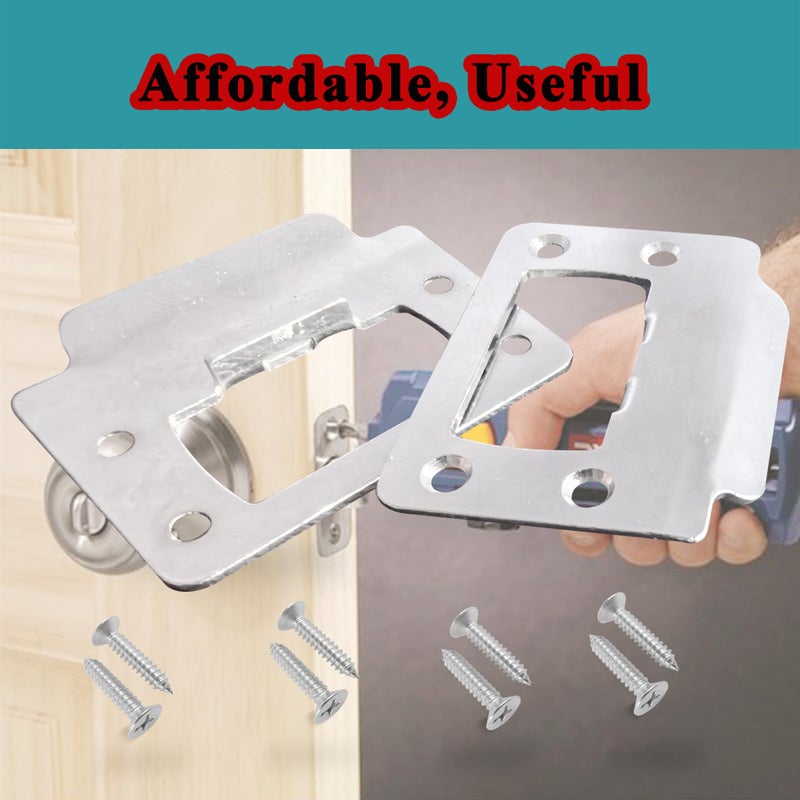 dttbgg 2-1/4"" By 1-3/4"" Door Latch Restorer Strike Plate For Doors  2 Pcs Universal Door Lock Hardware With Foul 1"" Long Screws (Satin Nickel) - Image 3