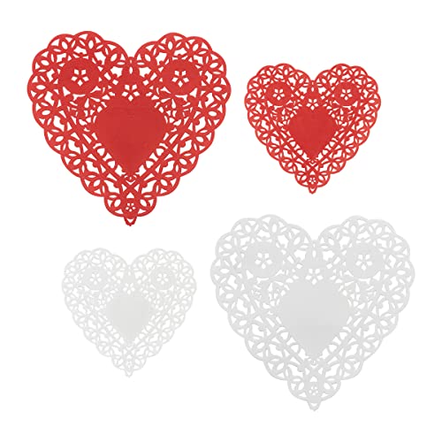 Hygloss Products Heart Doilies - Assorted Sizes White And Red Paper Doily, Made In USA, 96 Pack - Image 3