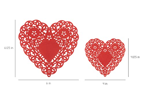 Hygloss Products Heart Doilies - Assorted Sizes White And Red Paper Doily, Made In USA, 96 Pack - Image 2
