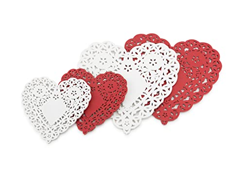 Hygloss Products Heart Doilies - Assorted Sizes White And Red Paper Doily, Made In USA, 96 Pack - Image 4