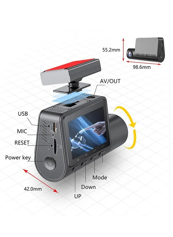 SMART CLOUDS - 2k Dual Dash Cam Front and Rear Car Camera Dual lens Drive Recorder 140° Wide Angle 24 Hour Parking Mode WDR Loop Recording G-Sensor 2 Channel 1080P+2K - Image 1