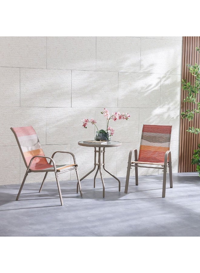 DANUBE HOME Mabel 1+2 Seater Balcony Set in Taupe/Pink – Compact Outdoor Furniture for Small Spaces – Stylish Seating - Image 1