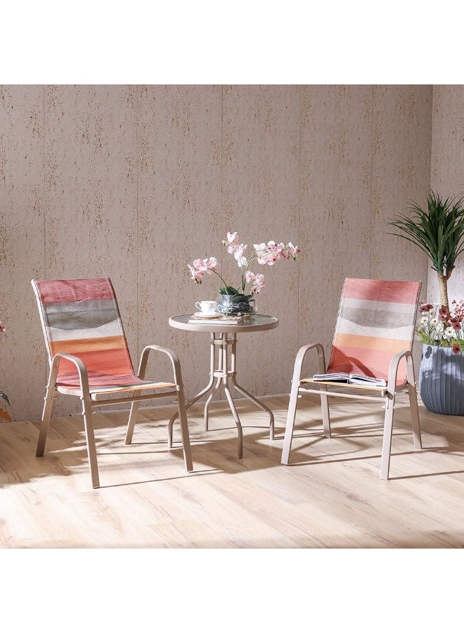 DANUBE HOME Mabel 1+2 Seater Balcony Set in Taupe/Pink – Compact Outdoor Furniture for Small Spaces – Stylish Seating - Image 2