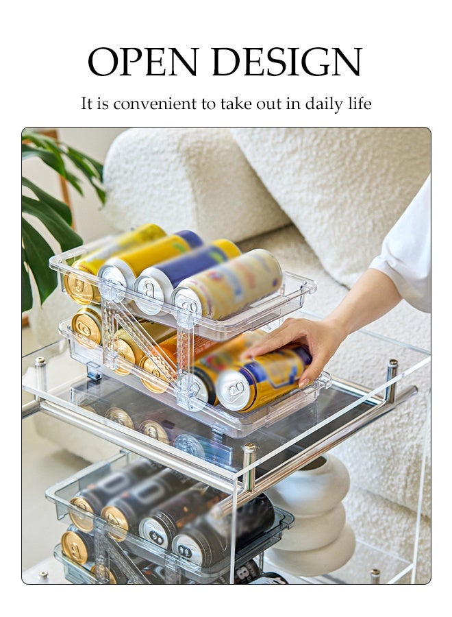 DUNISO 2pcs Rolling Can Organizer Dispenser Double Layer Foldable Fridge Soda Can Organizer Fridge Can Adjustable Width Pop Can Holder Drink Organizer Dispenser for Fridge, Pantry, Cabinet, Countertop - Image 3