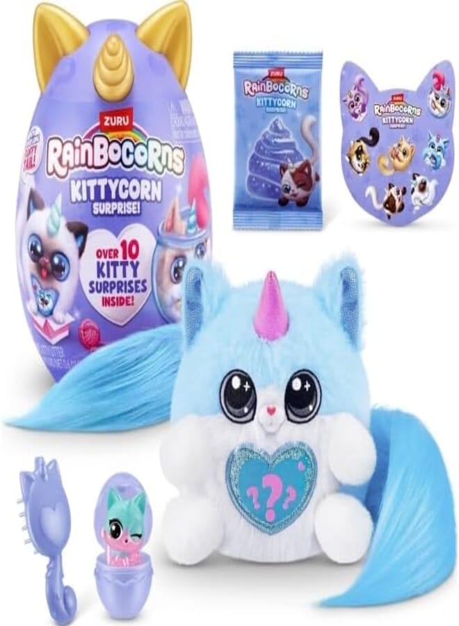 ZURU Zuru Rainbocorns Series 9 10+ Surprises Kittycorn Toy with Fluffy Tail 