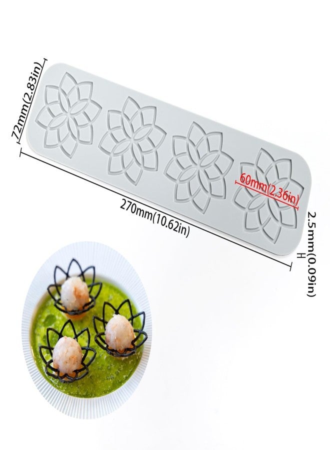 mostsom Cake Lace Embossing Mat Silicone Mold Lotus Flower Textured Fondant Impression Molds for DIY Cookies, Chocolate, Candies, Dessert Decor, Edible Baking Tools (E_ Lotus Flower) - Image 3