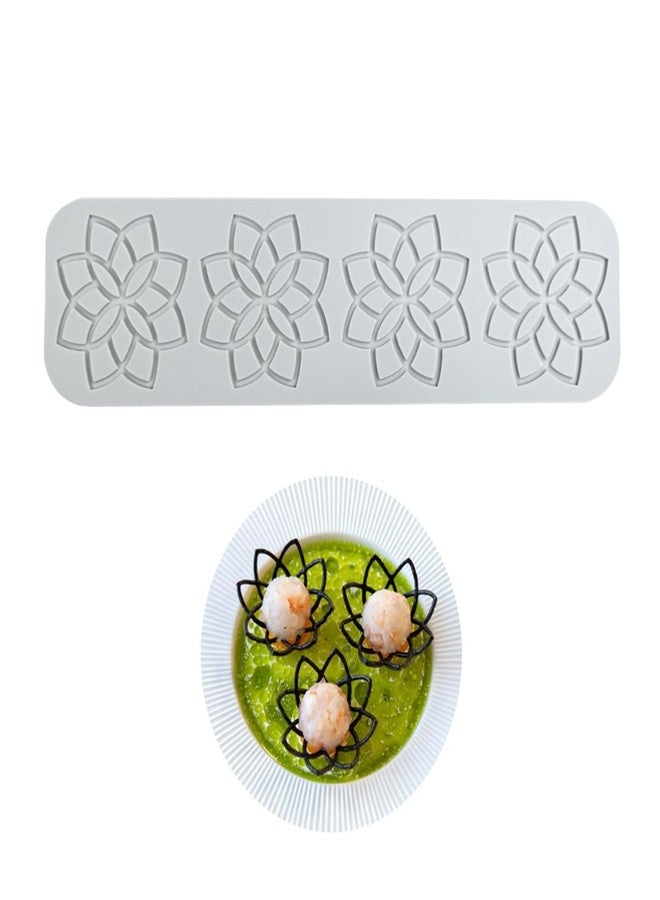 mostsom Cake Lace Embossing Mat Silicone Mold Lotus Flower Textured Fondant Impression Molds for DIY Cookies, Chocolate, Candies, Dessert Decor, Edible Baking Tools (E_ Lotus Flower) - Image 2