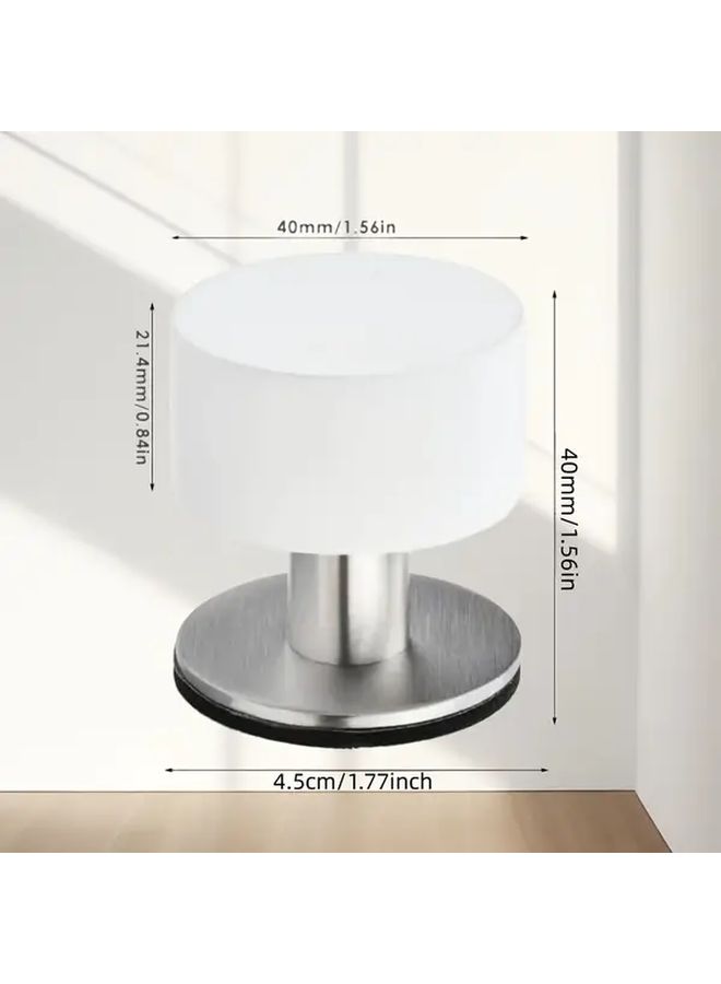 1pc Self-Adhesive Rubber Door Stop with Stainless Steel Base Noise Reducing Wall Bumper for Home Office - Image 3