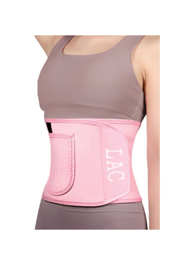 Dweck Sweat-Inducing Waist Belt For Running, Yoga, Fitness, Shaping, Back Support, Abdominal Compression, Waist Trimmer, Lac Series Pocket Style, Pink - Image 2