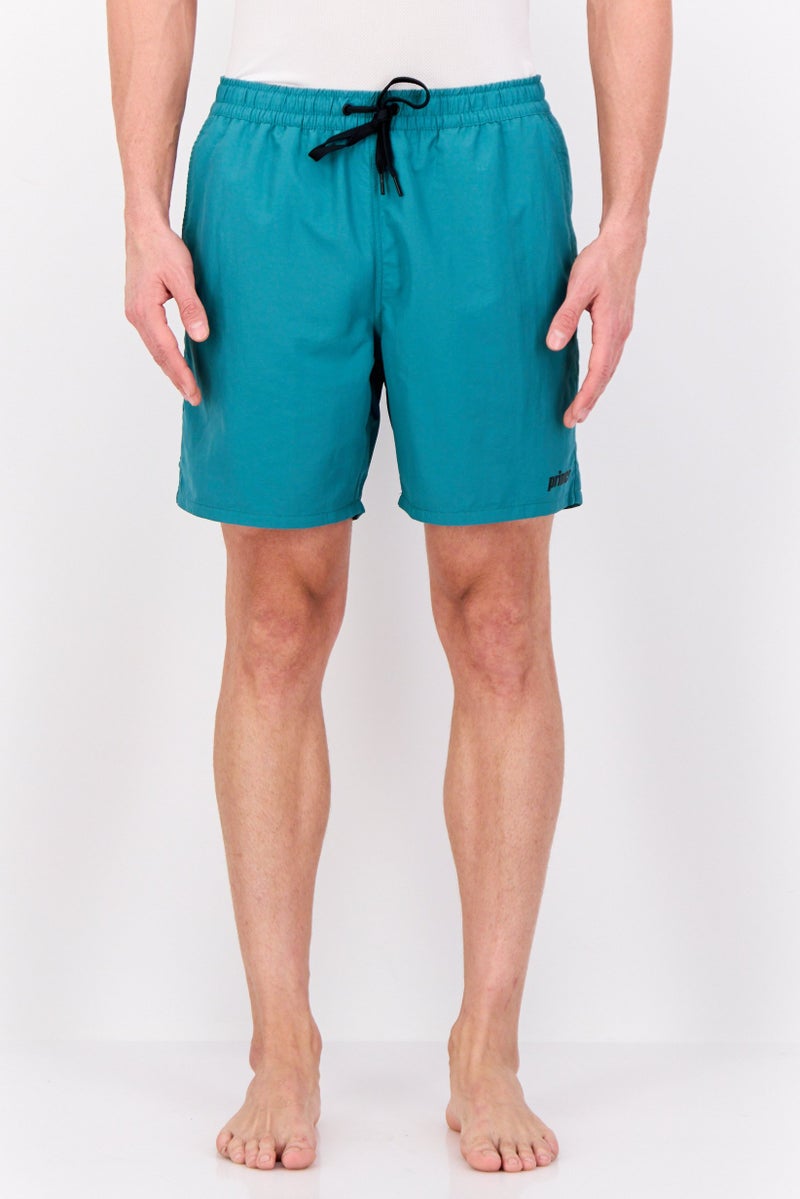 Prince Men Brand Logo Board Shorts, Forest Green - Image 1