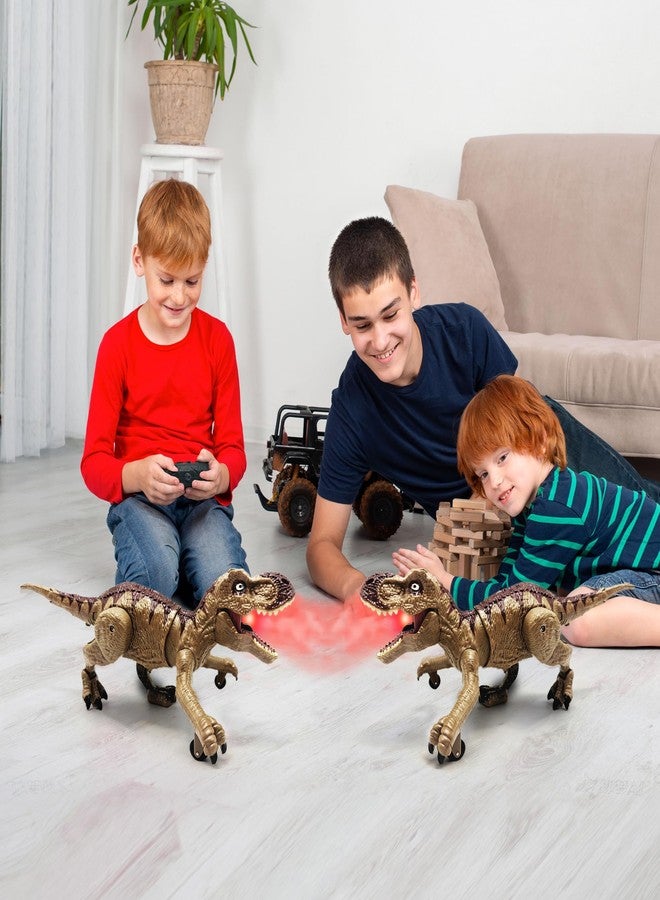 Moskiddo Remote Control Dinosaur Toys for Kids 3-5, 5-7, 8-12, 10-12, Electronic RC T Rex Dino Robot Toy for Boys, Top Christmas & Birthday Gifts for 6 7 8 9 10 11 & 12 Year Old Boys (Mocha Flex Rex) - Image 2