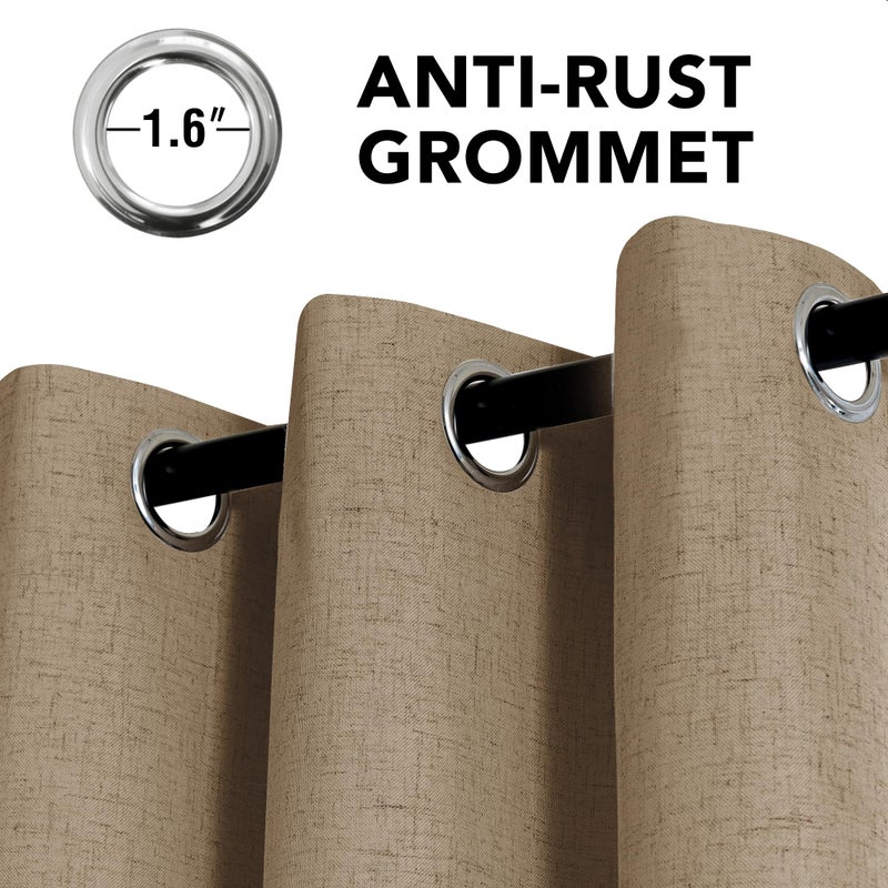 H.VERSAILTEX Linen Curtains 100% Blackout Curtains for Bedroom 108 inch Long Full Light Blocking Nature Linen Blended Window Curtains for Living Room Nickel Grommet (2 Panels  Heathered Macchiato) - Image 3