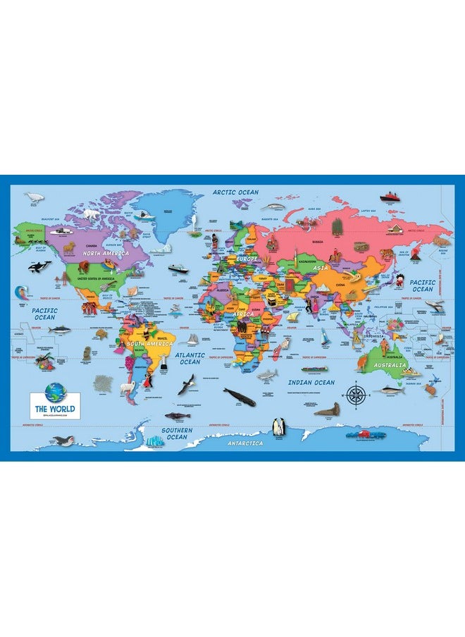 Palace Learning 3 Pack - Solar System Poster For Kids [Long] + Illustrated World And Usa Map Charts (Laminated, 18" X 29")  - Image 4