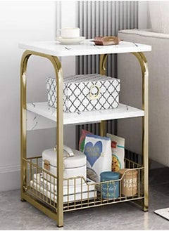 fashionhome 3-Tiers Multipurpose Modern Luxury Side Table Coffee Table Bedside Table Nightstand for Bedroom Living Room 40x30x62 cm  - Image 2