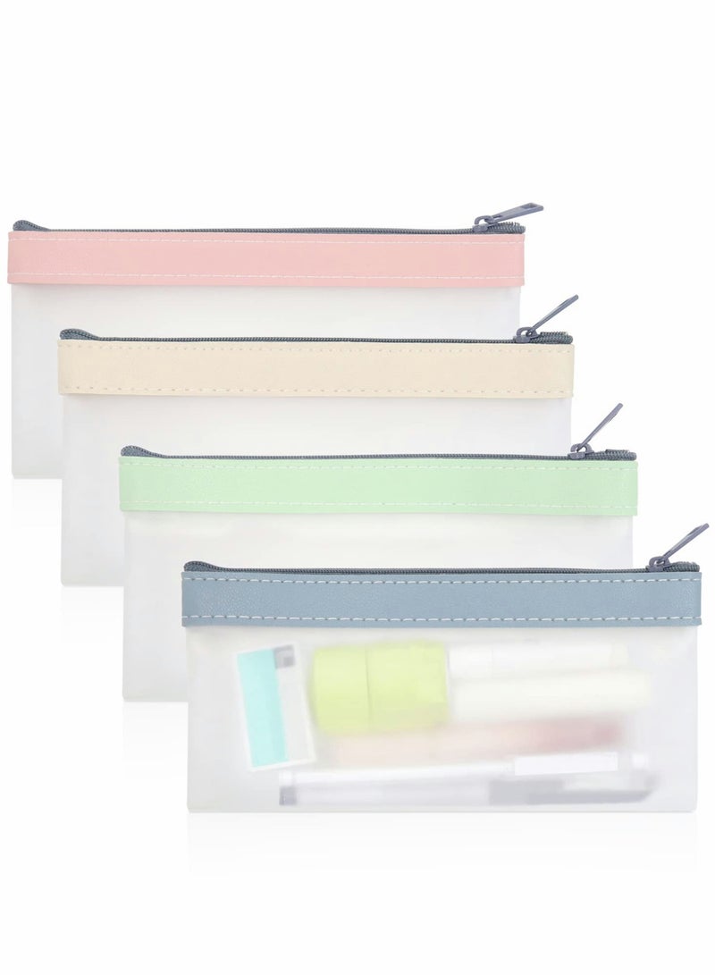 Barakah Pencil Pouch, 4pcs Clear Bag Sper Soft Tpu Case Bags with Zipper, Multipurpose Travel for Office Supplies Cosmetics Accessories Multicolor - Image 1