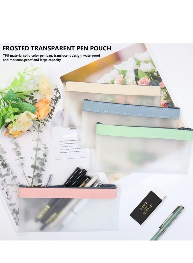 Barakah Pencil Pouch, 4pcs Clear Bag Sper Soft Tpu Case Bags with Zipper, Multipurpose Travel for Office Supplies Cosmetics Accessories Multicolor - Image 5