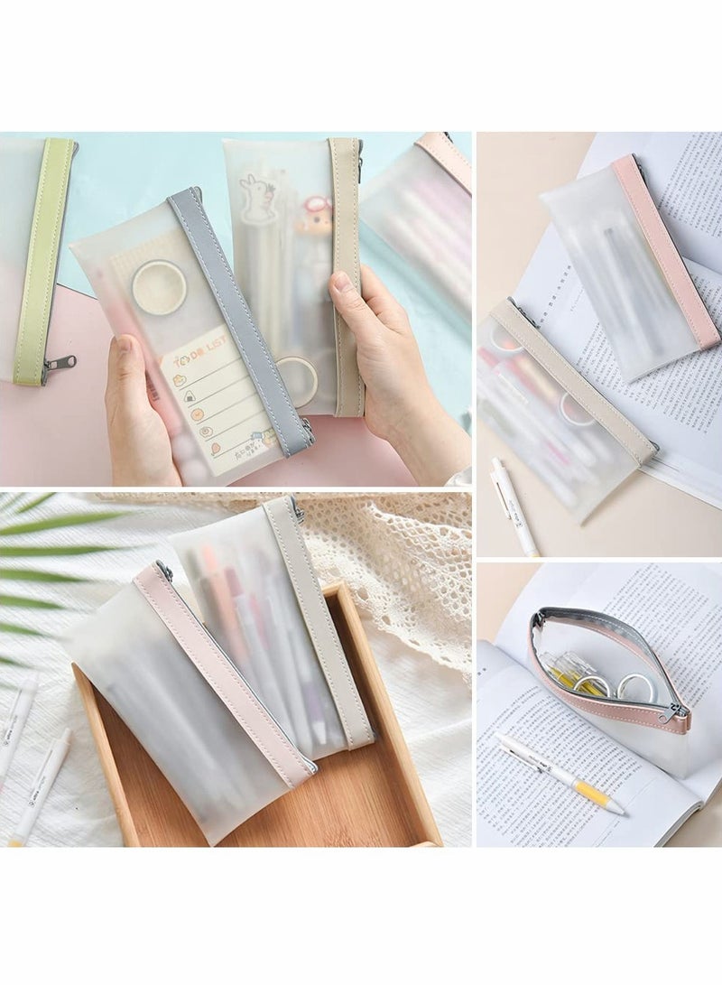 Barakah Pencil Pouch, 4pcs Clear Bag Sper Soft Tpu Case Bags with Zipper, Multipurpose Travel for Office Supplies Cosmetics Accessories Multicolor - Image 2