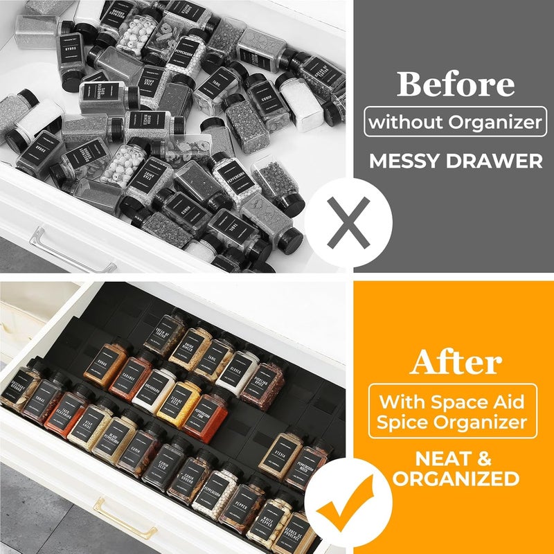 Famhap Store Spice Drawer Organizer, 24PCS Interlocking Expandable Seasoning Rack Tray Insert for Kitchen Drawers, Spice Rack Drawer for Spice Jars - Image 5