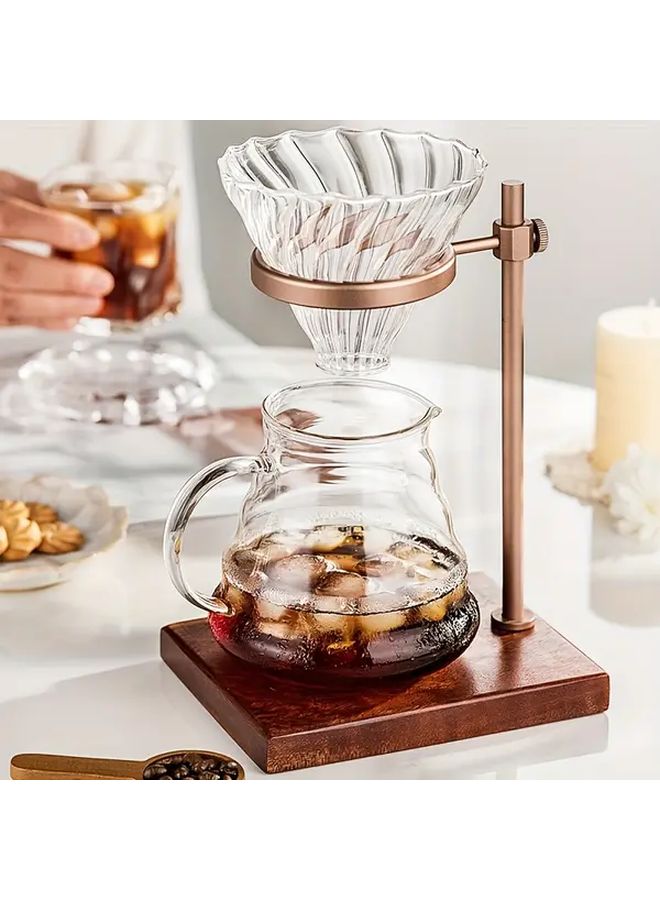 1pc Wooden Pour Over Coffee Dripper Stand With Golden Finish For Brewing Delicate Coffee Home Or Cafe Use Modern Coffee Equipment Accessories - Image 5