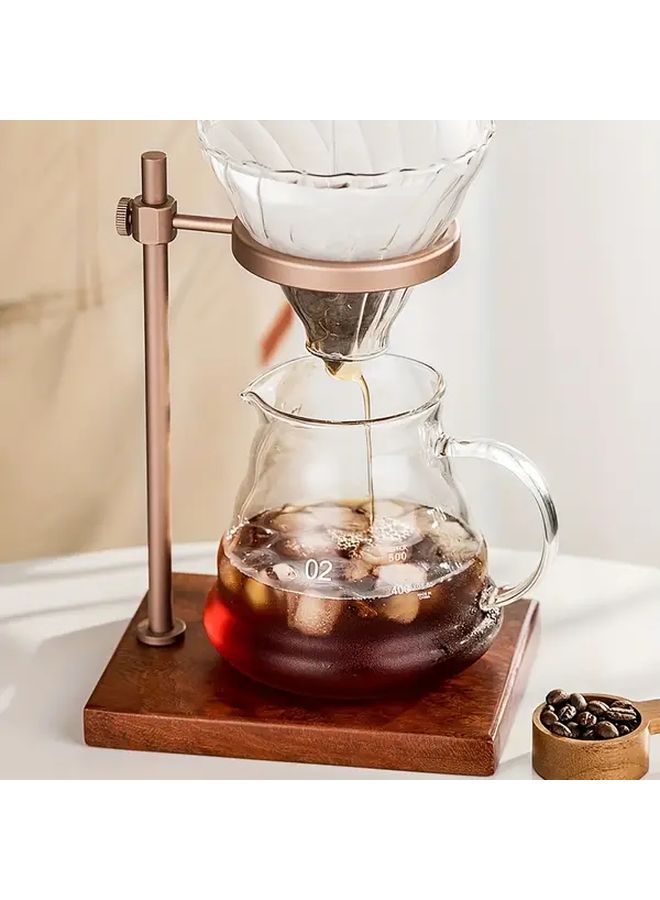 1pc Wooden Pour Over Coffee Dripper Stand With Golden Finish For Brewing Delicate Coffee Home Or Cafe Use Modern Coffee Equipment Accessories - Image 1