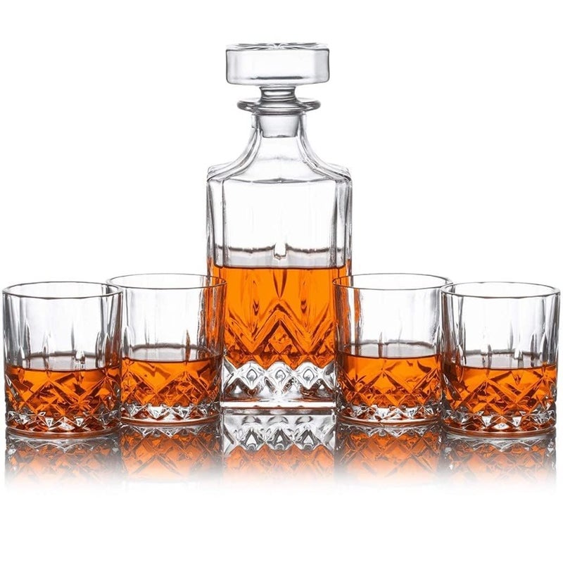 Newine 7PC Italian Crafted Glass Whiskey 1 Decanter 6 Whiskey Glasses Set Crystal Decanter Set with Double Old Fashioned Glasses 100 Lead Free Whiskey Glassware - Image 3