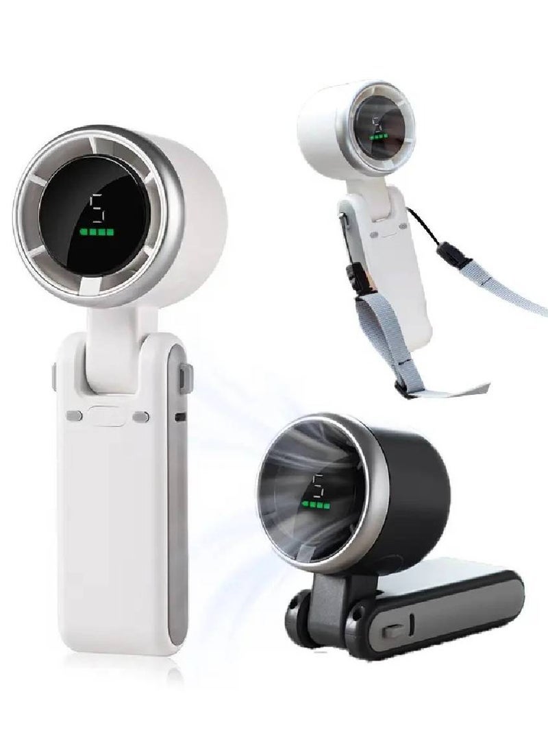 ELTRAZONE Portable Handheld Turbo Fan, 5-Speed Rechargeable Fan with Powerful 5000mAh Battery, 3-in-1 Pocket Fan for Travel, Office & Outdoor | 20 Hours Runtime | Compact & Quiet Personal Cooling Fan - Image 1