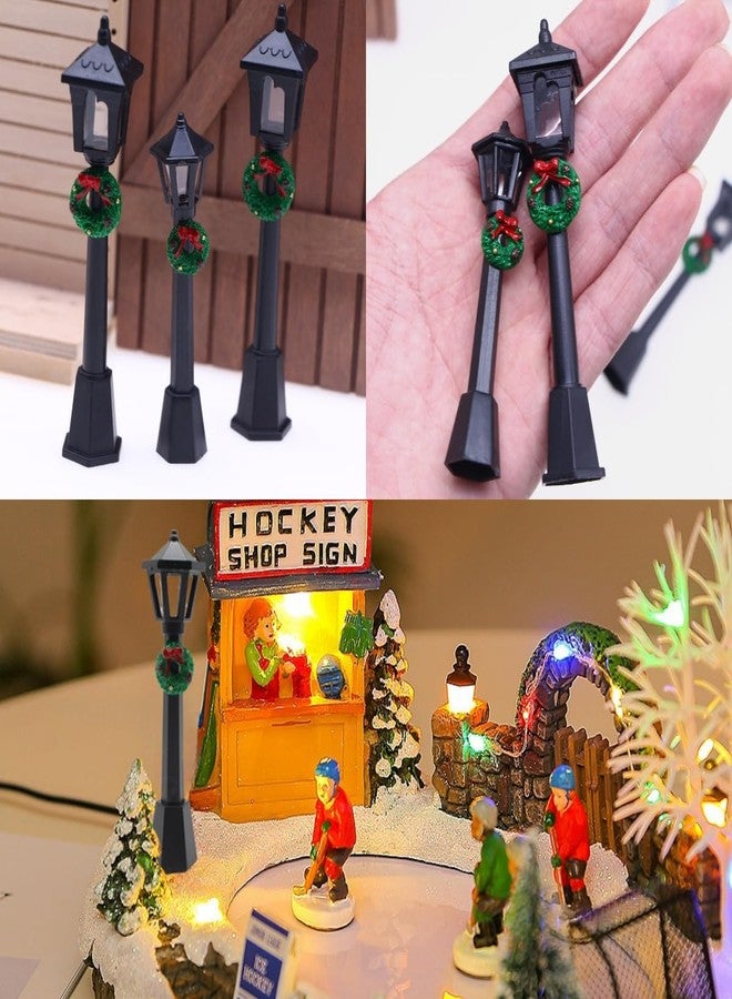 DoubleWood Christmas Lamp Village Accessories, 20 Pcs Lantern Decorative Mini Street Lights, Miniature Street Lamp Posts for DIY Dollhouse Christmas Village Display (Wreath Style, 20) - Image 4