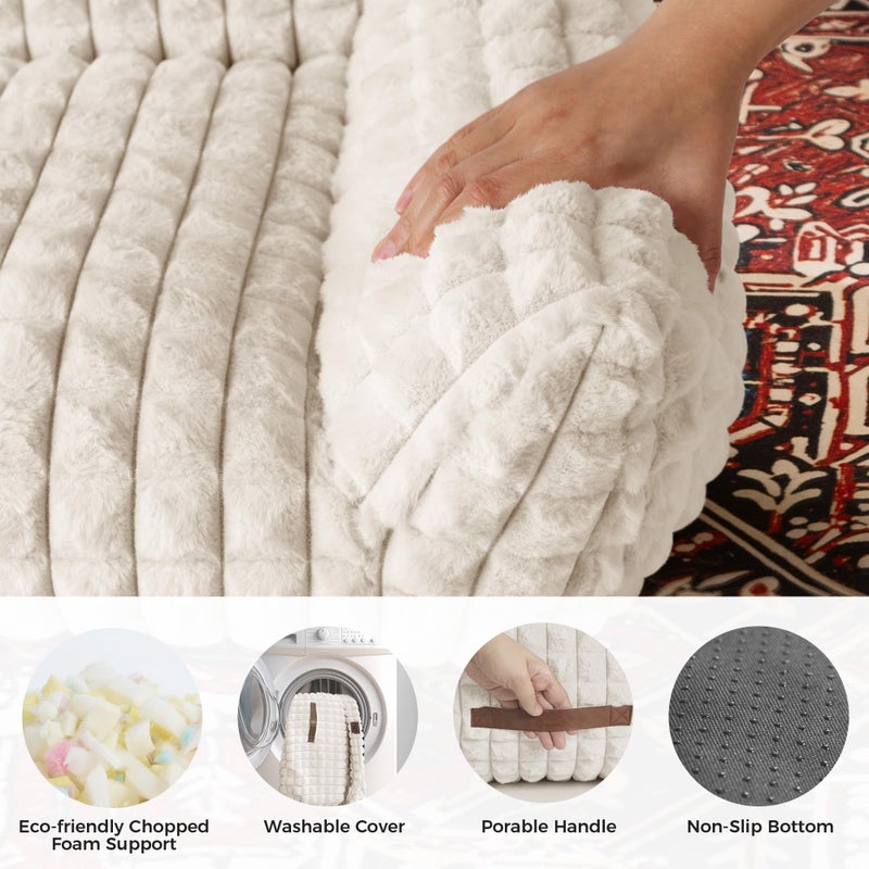 blunique Cute Dog Beds for Small/Medium Dogs/Cats, Washable Dog Sofa Faux Rabbit Fur Pet Bed, Supportive Dog Couch with Removable Zipper Cover for Indoor Cats/Dog, 30 x 20 x10inch, Off White - Image 3