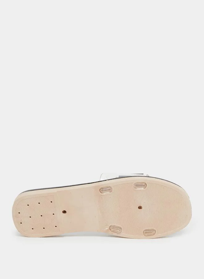 Take Two Take Two Buckle Decoration Transparent Vamp Flat Sandals