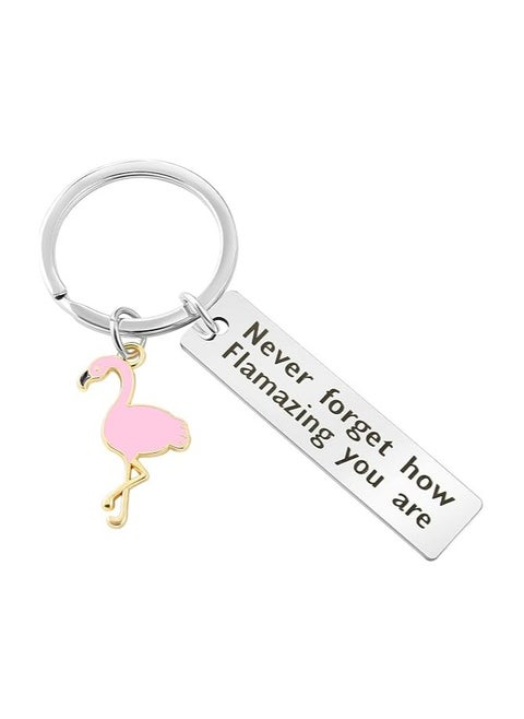 Motivational Flamingo Keychain for Women Men