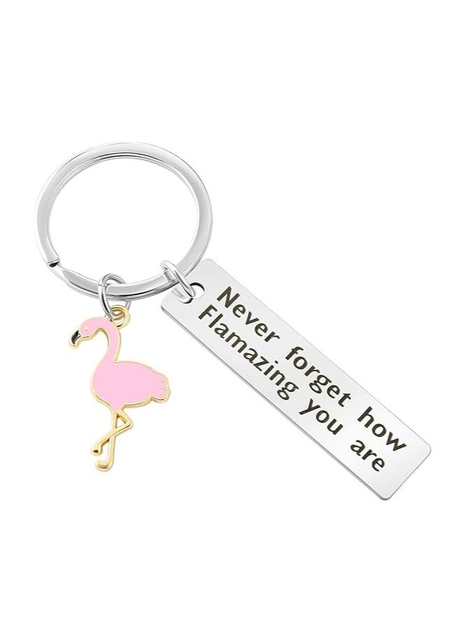 Motivational Flamingo Keychain for Women Men