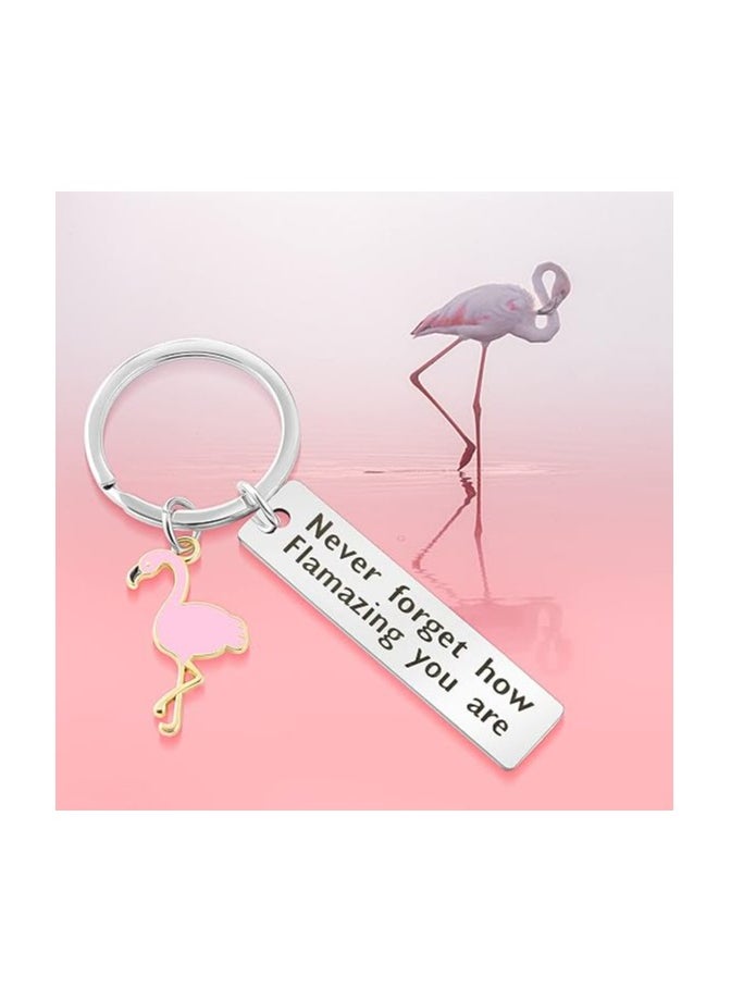 Motivational Flamingo Keychain for Women Men